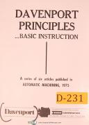 Davenport Principles of Automatic Machining, Basic Instruction Manual Year 1975